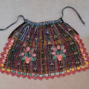 Boho Embroidered Floral Apron